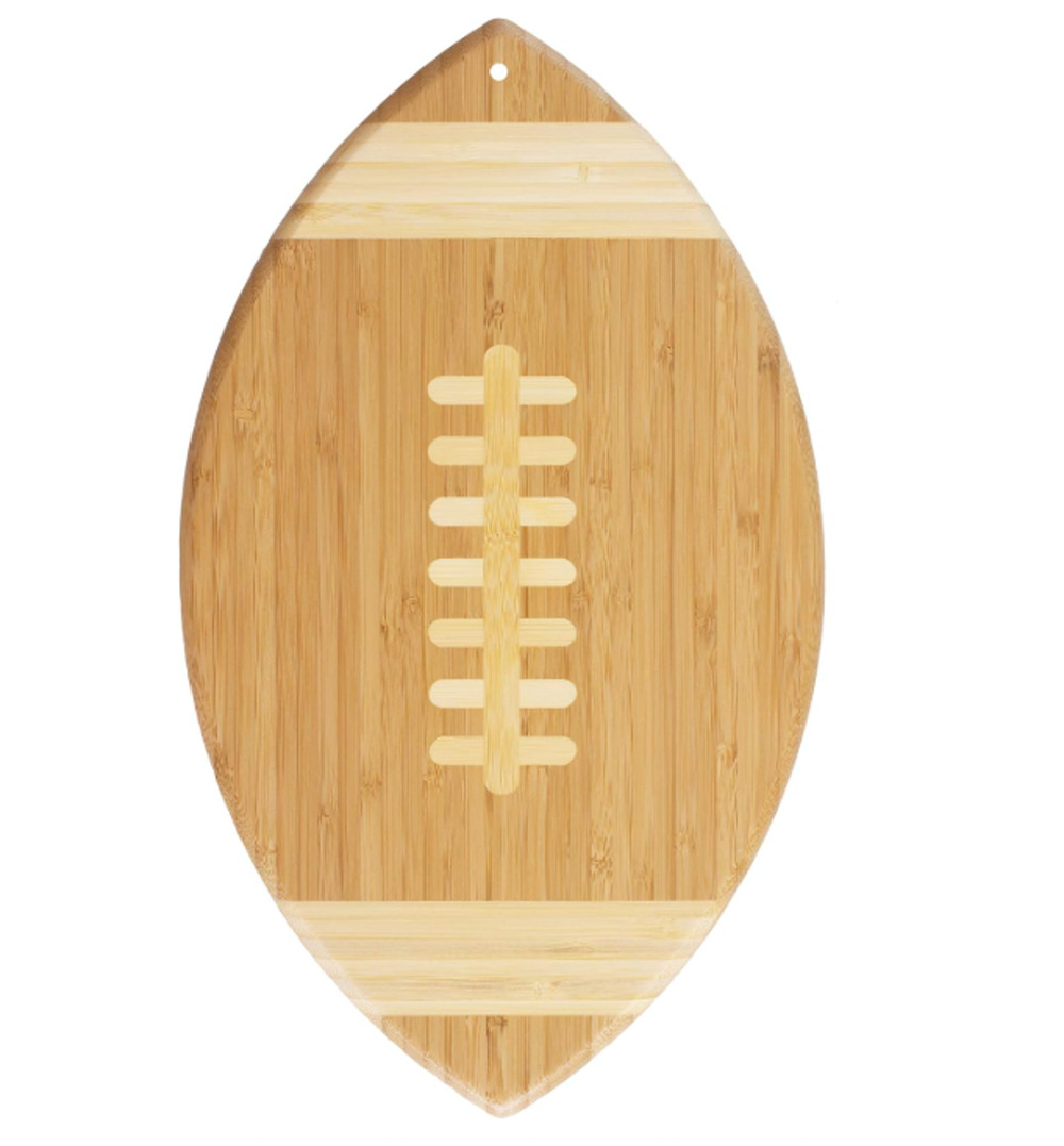 Totally Bamboo Football Shaped Wood Cutting Board Charcuterie Board 15” Long NEW